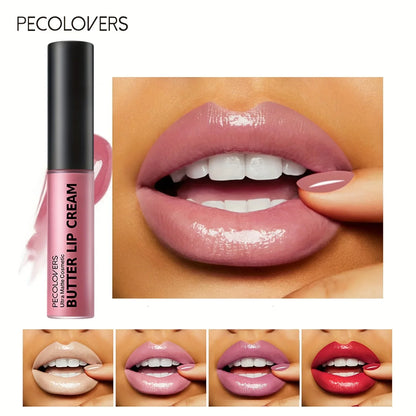 1 peça gloss labial hidratante com óleo essencial, brilho labial líquido, brilho labial não pegajoso, longa duração, maquiagem labial nude