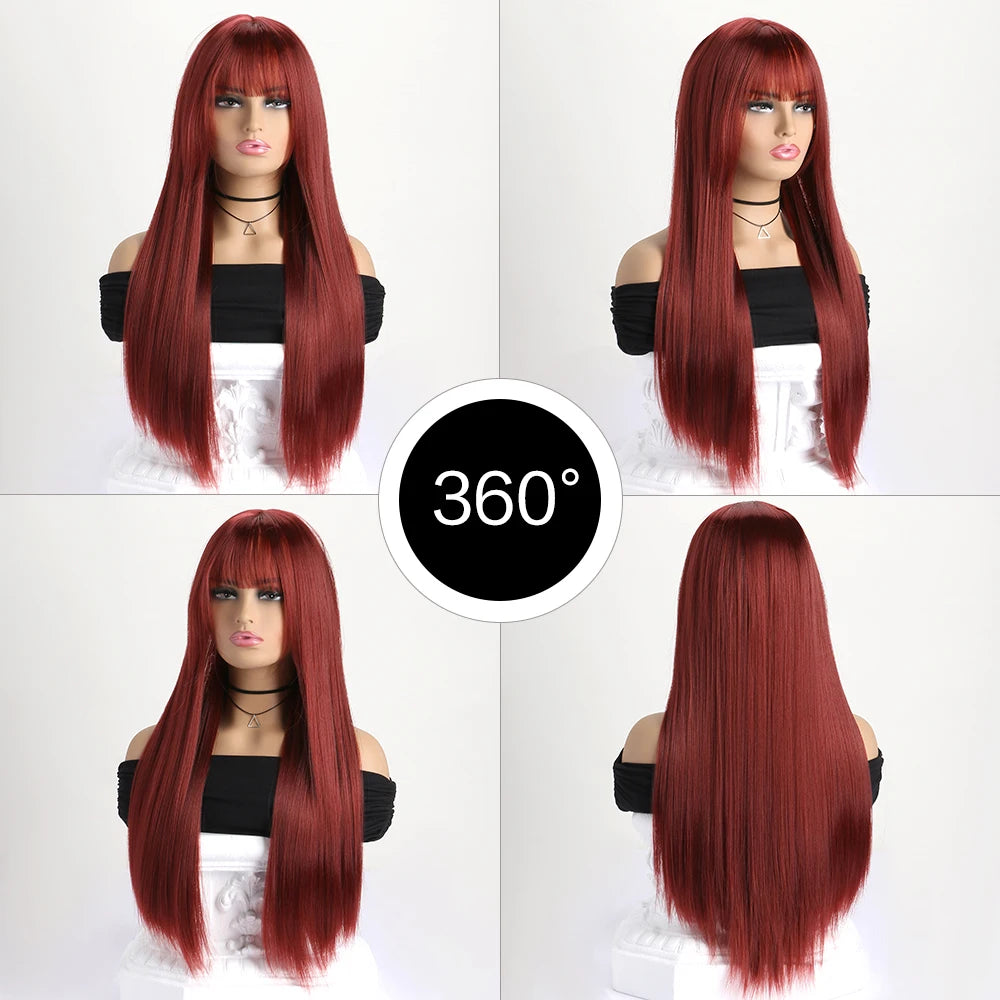 Peluca sintética larga y recta de 26 pulgadas para mujer, ideal para fiestas, disfraces y cosplay