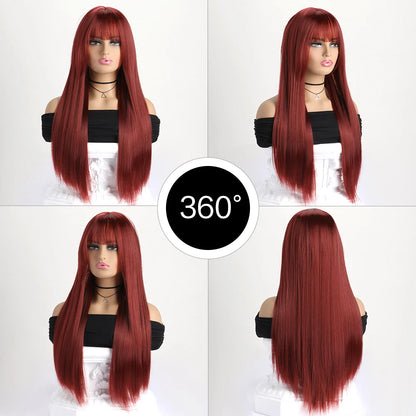 Peluca sintética larga y recta de 26 pulgadas para mujer, ideal para fiestas, disfraces y cosplay