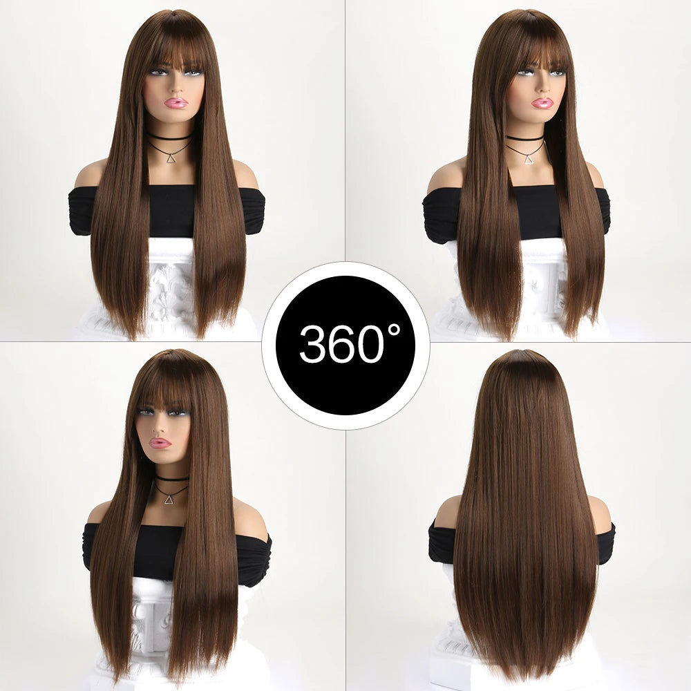 Peluca sintética larga y recta de 26 pulgadas para mujer, ideal para fiestas, disfraces y cosplay