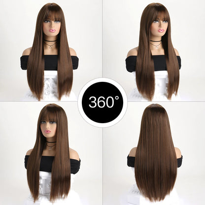 Peluca sintética larga y recta de 26 pulgadas para mujer, ideal para fiestas, disfraces y cosplay