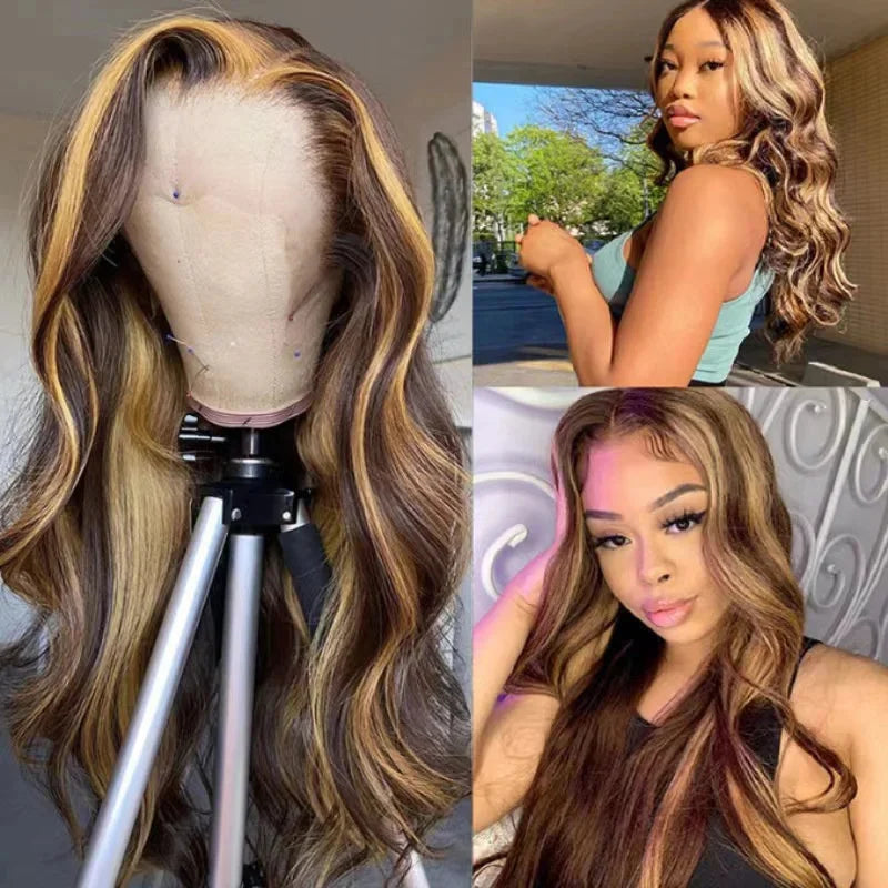 Peruca de cabelo humano com ondas ombré, 427 cores, 13x4, renda frontal, transparente, 13x6, HD, brasileira, para mulheres
