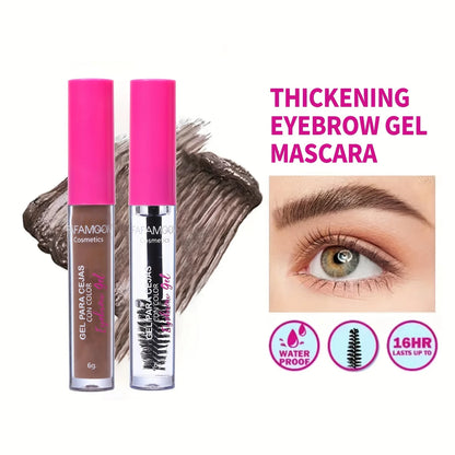 Kit de gel para cejas con tinte resistente al agua, color castaño intenso y pegamento transparente para cejas, maquillaje de ojos de larga duración y esculpido rápido.